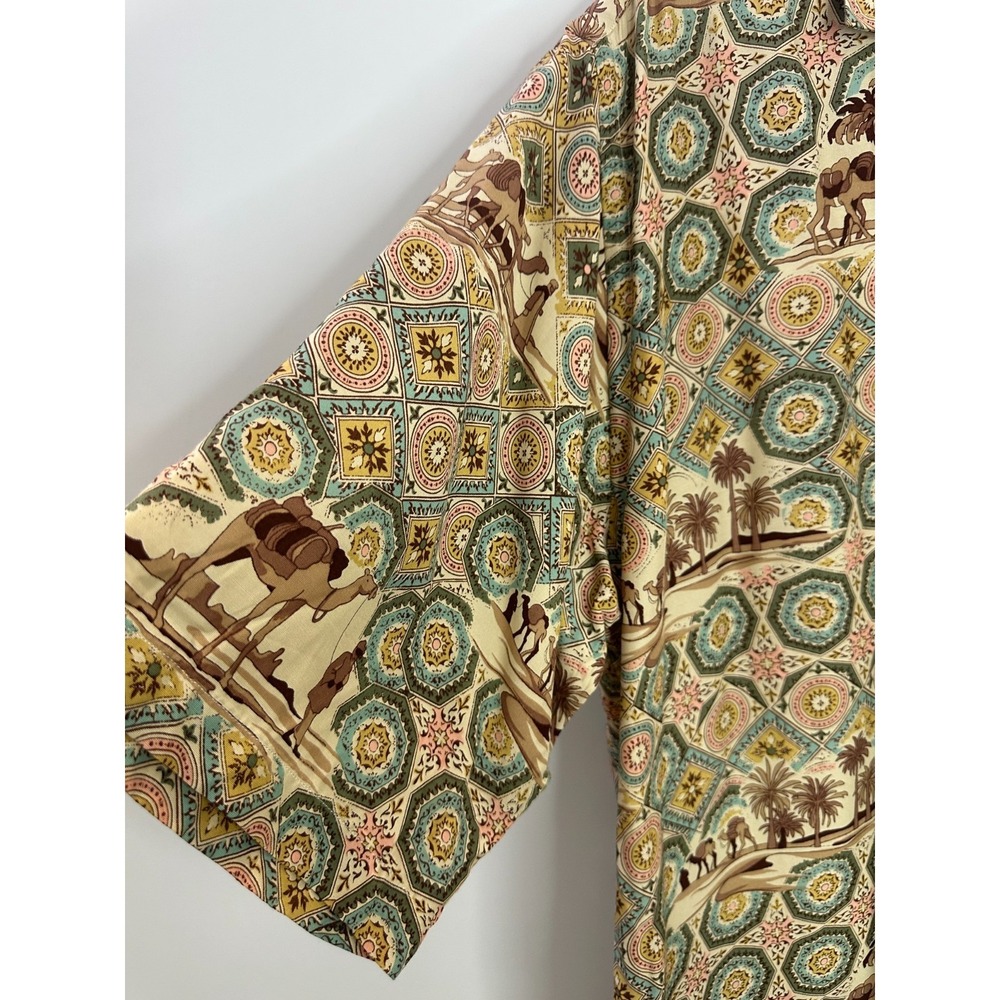 Vintage Nautica Moroccan Medallion Camel Print Button Shirt Mens Medium Resort - Picture 4 of 14